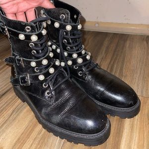 Pearl combat boots